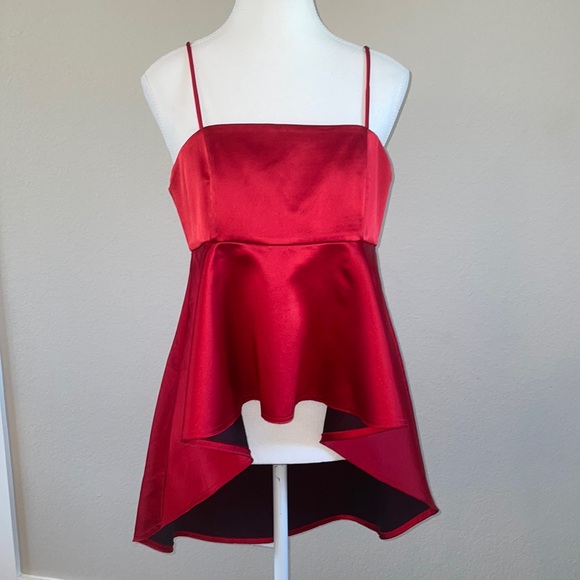 Tops - Zara Deep Red Asymmetrical Top Size M